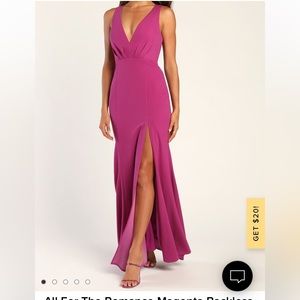 Lulu’s Magenta Backless Floor Length Dress